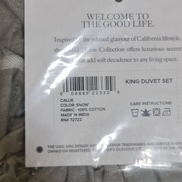 UGG Callie Washed Yarn Dyed Cotton Duvet Set - Picture 4 of 4